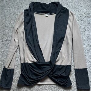 Elegant Tan and Gray Women's Top